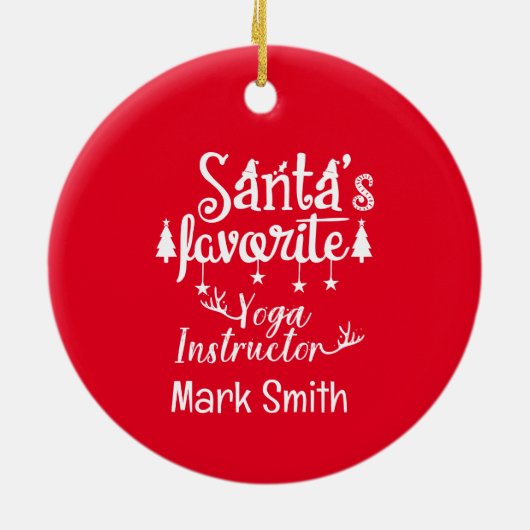 Yoga Santa Favoriete Instructeur voor Kerstmis Keramisch Ornament (Achterkant)