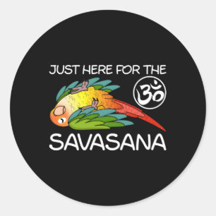 Yoga Savasana Parrot Groene Wang Eapple Conure Ronde Sticker