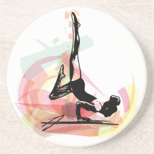 Yoga-schetsvrouw illustratie zandsteen onderzetter