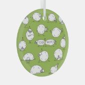 Yoga Sheep: Whimsical Sketch plezier. Glas Ornament (Voorkant Rechts)