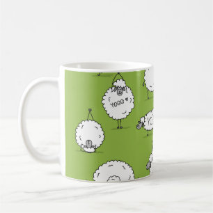 Yoga Sheep: Whimsical Sketch plezier. Koffiemok