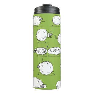 Yoga Sheep: Whimsical Sketch plezier. Thermosbeker