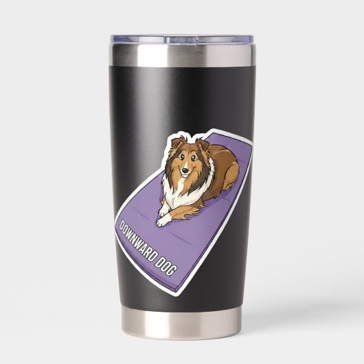 Yoga Sheltie Geïsoleerde Drinkbeker (Achterkant)