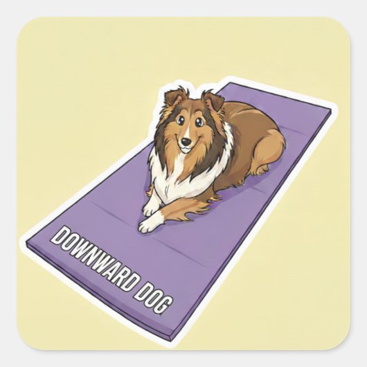 Yoga Sheltie Vierkante Sticker (Voorkant)