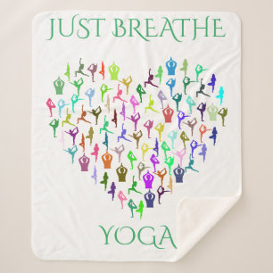 YOGA sherpa deken met hart. "GEWOON BREATHE"