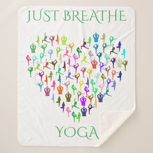 YOGA sherpa deken met hart. "GEWOON BREATHE" (Voorkant)
