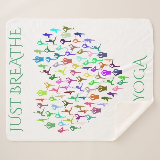 YOGA sherpa deken met hart. "GEWOON BREATHE" (Voorkant (horizontaal))