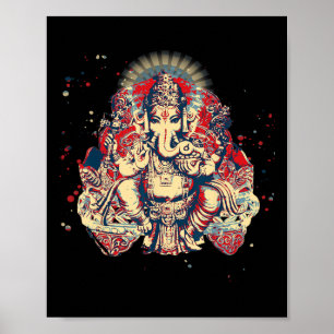 Yoga Shirts Spiritueel Hindoe God Ganesha Meditati Poster