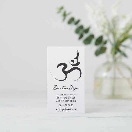Yoga Silhouette Black Logo Symbol Om Aum Zen Visitekaartje (Staand voorkant)