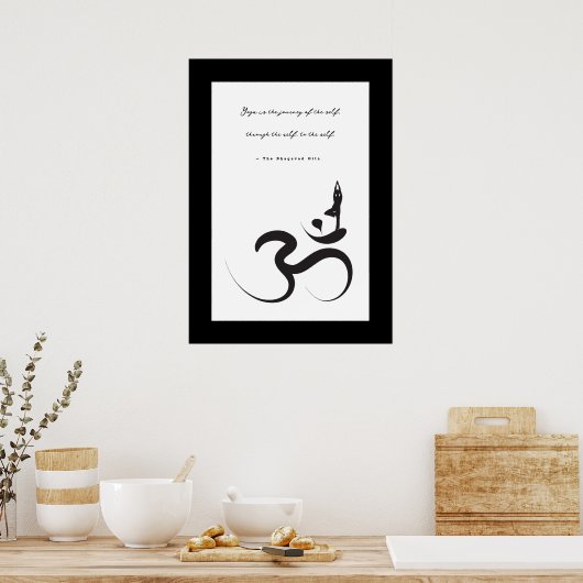 Yoga Silhouette Black Om Ohm Zen Spiritueel Poster (Keuken)