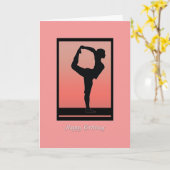Yoga Silhouette en Sunset Birthday Card Kaart (Gele Bloem)