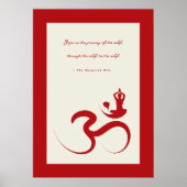 Yoga Silhouette Red Om Ohm Zen Spiritueel Poster (Voorkant)