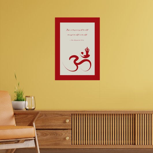 Yoga Silhouette Red Om Ohm Zen Spiritueel Poster (Woonkamer 2)