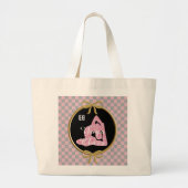 Yoga Silhouette & Soft Pink & Grey Checks Grote Tote Bag (Voorkant)