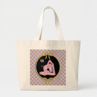 Yoga Silhouette & Soft Pink & Grey Checks Grote Tote Bag