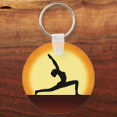 Yoga Silhouette Sunrise Premium Round Sleutelhange Sleutelhanger (Voorkant)