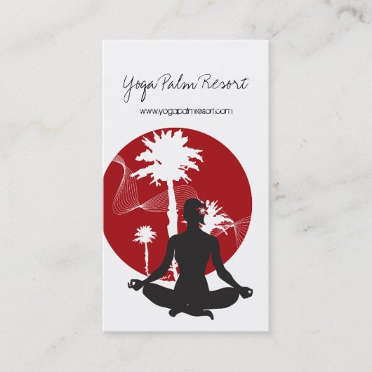 Yoga Silhouette Tropical Zen Resort Palm Trees Sun Visitekaartje (Voorkant)