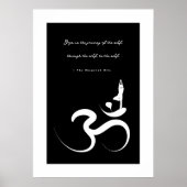 Yoga Silhouette White Om Ohm Zen Spiritueel Poster (Voorkant)