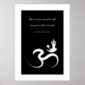 Yoga Silhouette White Om Ohm Zen Spiritueel Poster (Voorkant)