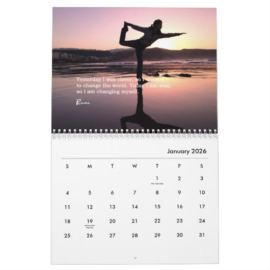 Yoga Silhouettes Wall Agenda Kalender (Jan 2026)