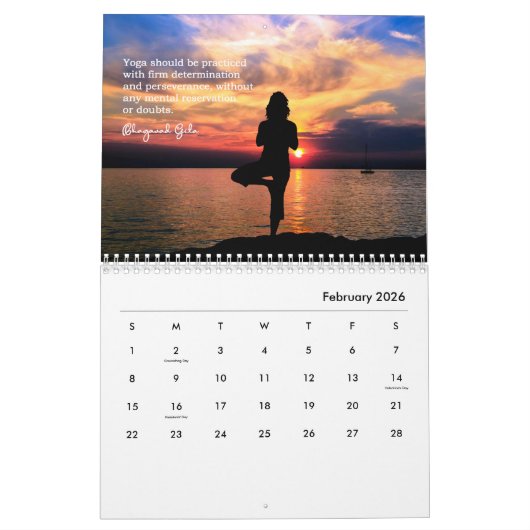 Yoga Silhouettes Wall Agenda Kalender (Feb 2026)