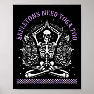 Yoga-skeletten Namaste Grappige Meditatie Hallowee Poster