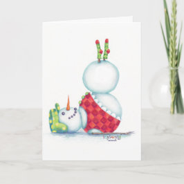 Yoga Sneeuwman Kerstkaart / Scandinavische flair Feestdagen Kaart