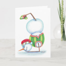 Yoga sneeuwman kerstkaart / Scandinavische flair Feestdagen Kaart