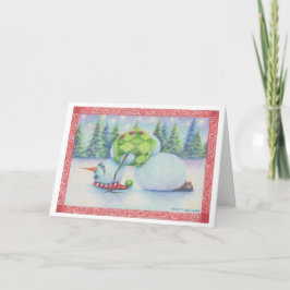 Yoga sneeuwman kerstkaart / Scandinavische flair Feestdagen Kaart
