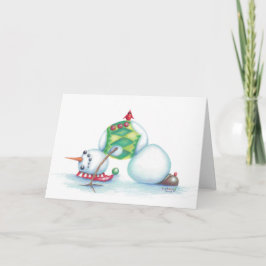 Yoga Sneeuwman Kerstkaart / Scandinavische flair Feestdagen Kaart