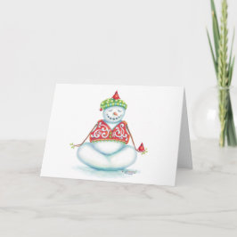 Yoga sneeuwman kerstkaart / Scandinavische flair Feestdagen Kaart