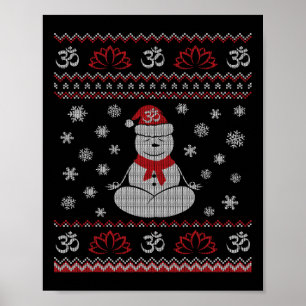 Yoga Sneeuwman Mediterend Lotushouding Lelijk Kers Poster