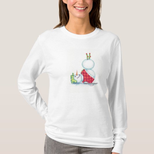 Yoga snewman kersttop t-shirt (Voorkant)