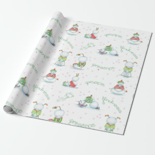 Yoga Snowman Wrapping Paper Cadeaupapier