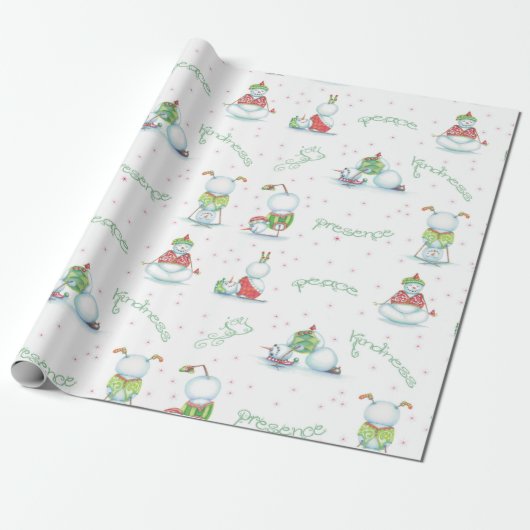Yoga Snowman Wrapping Paper Cadeaupapier (Uitgerold)