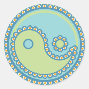 Yoga Speak Baby : Paisley Yin-Yang Symbol Ronde Sticker