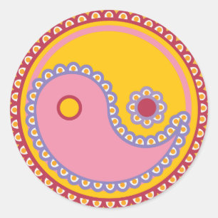 Yoga Speak Baby : Paisley Yin-Yang Symbol Ronde Sticker