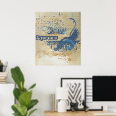 Yoga Speak : Blauwe X-onderdrukkende Chakra Poster (Thuiskantoor)