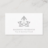 Yoga Spirituele Coach Lotus Simple Modern Silver Visitekaartje (Voorkant)