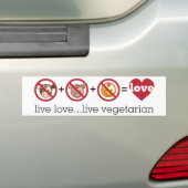 Yoga Spreek : Leef Liefde...Leef Vegetarisch Bumpersticker (Op auto)