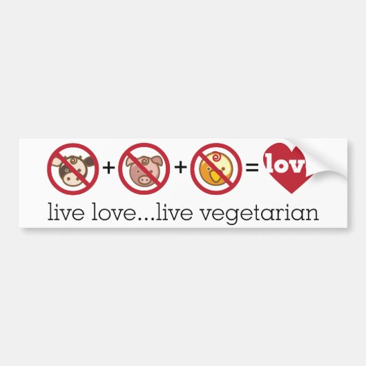 Yoga Spreek : Leef Liefde...Leef Vegetarisch Bumpersticker (Voorkant)