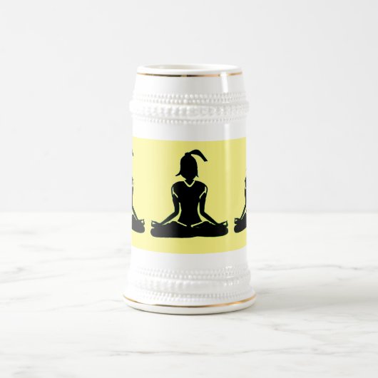 Yoga Stein, geel en goudkleurig Bierpul (Center)