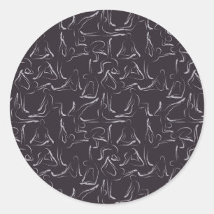 Yoga stelt patroon voor   Joga naadloos patroon 15 Ronde Sticker