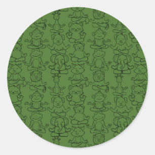 Yoga stelt patroon voor Ononderbroken Yoga-patro Ronde Sticker