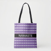 Yoga stijlvol wit gestreept patroon op violet tote bag (Voorkant)
