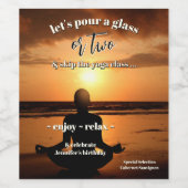 Yoga Strand Zonsondergang Verjaardag Wijn Label Wijn Etiket (Enkel label)