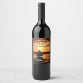 Yoga Strand Zonsondergang Verjaardag Wijn Label Wijn Etiket (Voorkant)