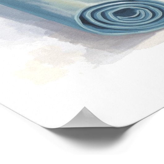 Yoga Stretch en Slurk met oceaan achtergrond Poster (Hoek)