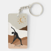 Yoga-strijder stellen meditatie-flow gepersonalise sleutelhanger (achterkant)