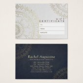 YOGA Studio Cadeaubon Blue en Gold Mandala Visitekaartjes (Voorkant /achterkant)